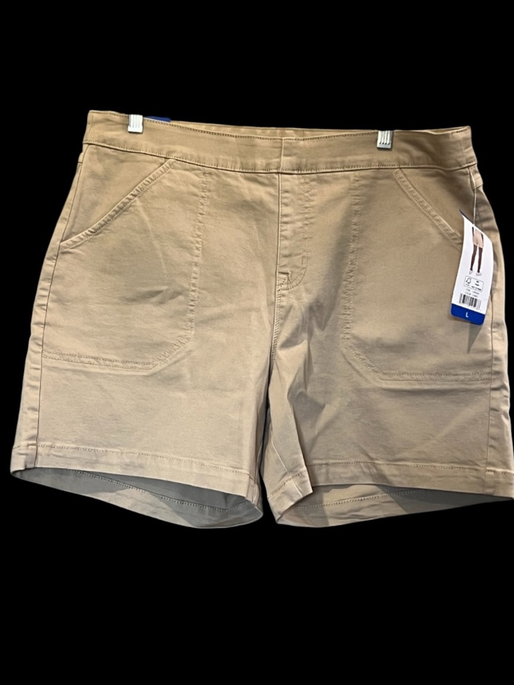 NEW! Nautica Jeans Ladies Large Pull-On Stretch Beige Shorts High Rise Chino NWT